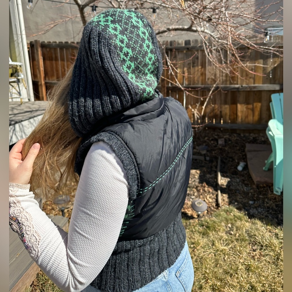 Free people size small wool and sweater puffer vest fair isle detail - Picture 6 of 14